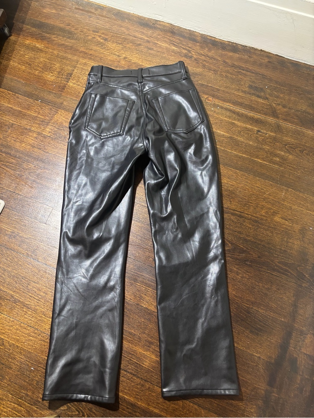 Abercrombie and Fitch Curve Love Ultra High Rise Vegan Leather Straight Jeans - Picture 2 of 3